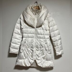 Laundry by Shelli Segal White Down Puffer Coat – Size M, Oversized Collar